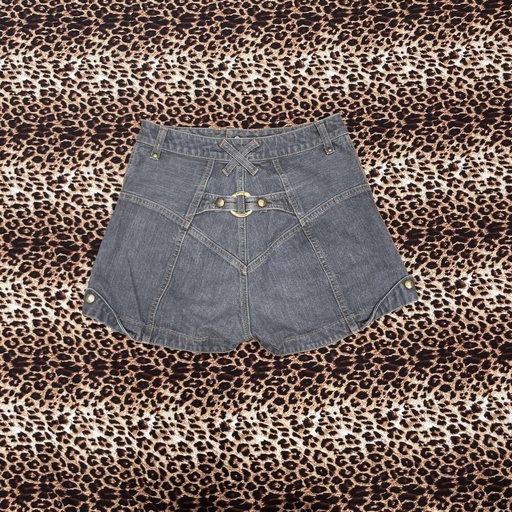 Judi Rosen grey denim high rise shorts